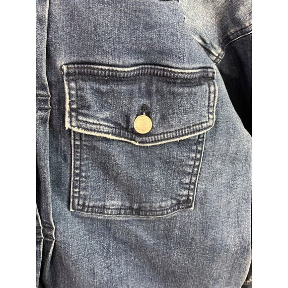 Candace Cameron Bure 20W Denim Jacket Button Front Jean Shacket Medium Wash - Picture 5 of 15